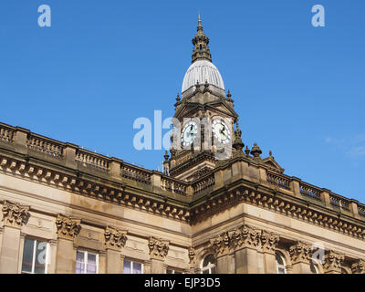 The Town Hall looking from Victoria Square, Bolton in Lancashire, designated a Grade 2 listed building by English Heritage. Stock Photo