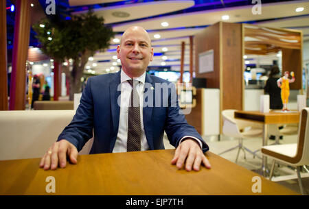 Frankfurt am Main, Germany. 30th March, 2015. Chairman of McDonald's Germany, Holger Beeck, at the reopening of the McDonald's branch in the airport in Frankfurt am Main, Germany, 30 March 2015. Photo: CHRISTOPH SCHMIDT/dpa/Alamy Live News Stock Photo