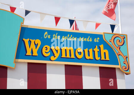 Punch and Judy Show Sign, Weymouth, Dorset, England, UK Stock Photo