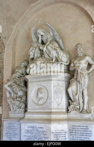 Giuseppe La Farina tomb in Basilica Santa Croce in Florence, Italy. Giuseppe La Farina was an influential leader, founder of the Stock Photo