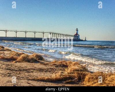 Michigan City, IN Lighthouse Stock Photo