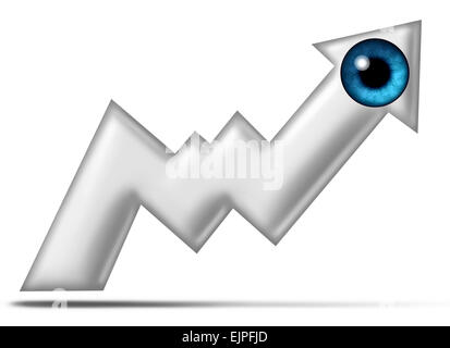 Profit vision looking for the future in finding profitable wealth opportunities as a human eye ball shaped as a financial stock Stock Photo