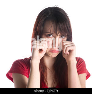 Woman in Crying Gesture with Hands on her Face Stock Photo