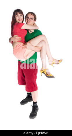 Young Sweet Couple - Man Carrying his Woman Stock Photo