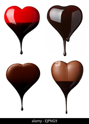 collection of  various chocolate heart shapes on white background. each one is shot separately Stock Photo