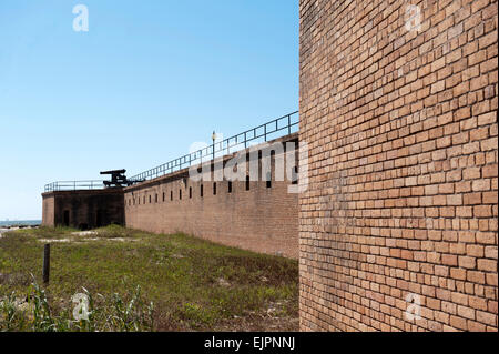 Brick Wall at Historic Military Fort Gaines on Dauphin Island in Mobile Bay, Alabama Stock Photo