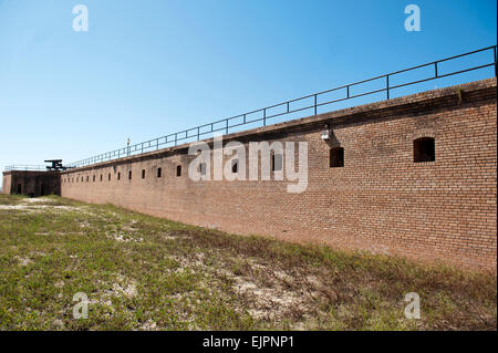 Brick Wall at Historic Military Fort Gaines on Dauphin Island in Mobile Bay, Alabama Stock Photo