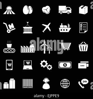 Supply chain icons on black background, stock vector Stock Vector