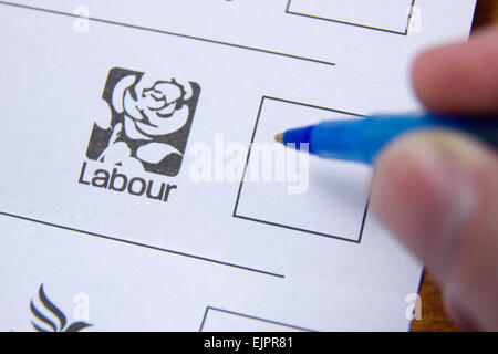 Labour check box on an English ballot paper Stock Photo
