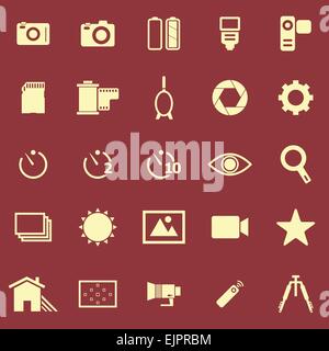 Camera color icons on red background, stock vector Stock Vector
