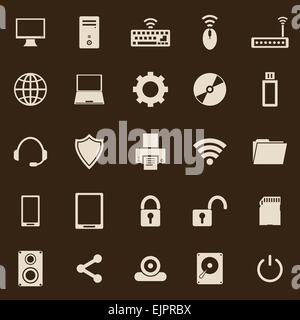 Computer color icons on brown background, stock vector Stock Vector