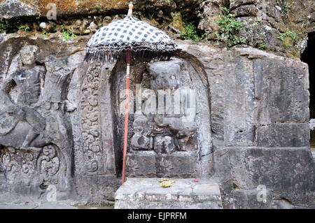 Yeh Pulu famous carved murals, Ubud, Bali, Indonesia Stock Photo
