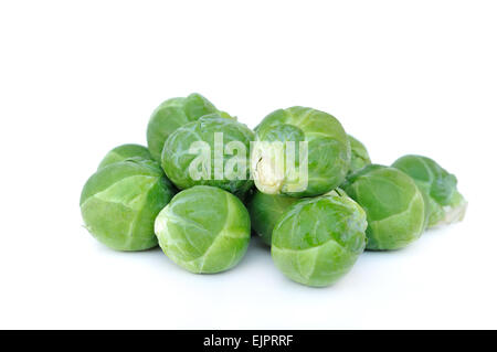 few brussels sprouts on white background Stock Photo
