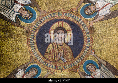 Rome. Italy. Basilica di Santa Prassede all’Esquilino,  9th C. Mosaics in the Chapel of St Zeno. Stock Photo