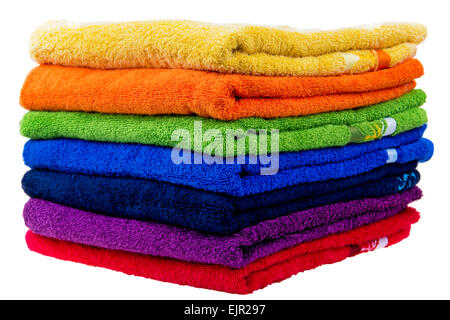 Colorful towels, cotton terry Stock Photo