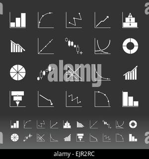 Set of diagram and graph icons on gray background, stock vector Stock Vector