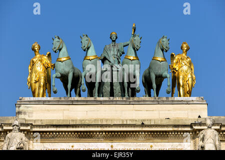 Quadriga on the Arc de Triomphe du Carrousel, Arc de Triomphe, Paris, France Stock Photo