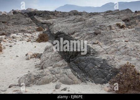 Geological rock formation in Chile's Atacama Desert. Pan de Azucar National Park. Stock Photo