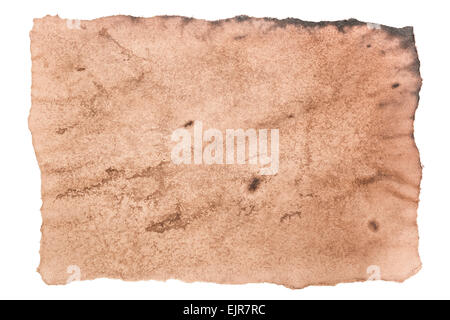 old torn or ripped paper brown texture isolated on white background Stock Photo