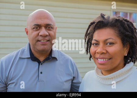 Pacific Islander couple smiling outdoors Stock Photo