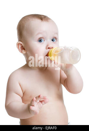 adorable baby drinking from bottle Stock Photo
