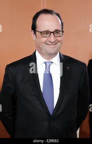 Berlin, Germany, 31st Mar, 2015. Plenary meeting of the council of ministers with President of the French Republic, Franois hollande, by Chancellor Merkel realized at the German Chancellery on March 31, 2015 in Berlin, Germany./Picture: Franois Hollande, President of France. Credit:  Reynaldo Chaib Paganelli/Alamy Live News Stock Photo