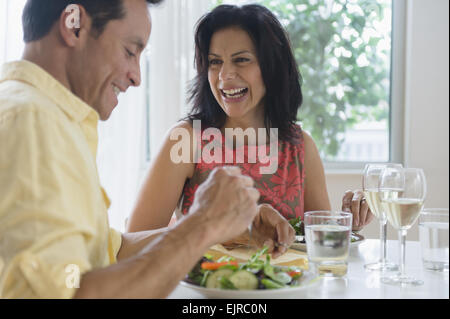 Couple eating lunch in restaurant Stock Photo