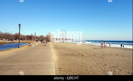 Winter beach on the Lake Ontario in Toronto Stock Photo