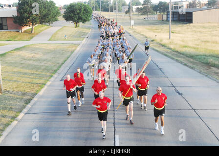 More than 7,000 Soldiers assigned to the 1st Infantry Division participated in Victory Run June 11. The run, which was led by Fort Riley’s Senior Commander and noncommissioned officer, Brig, Gen. Donald MacWillie and Command Sgt. Maj. Miguel Rivera, kicked off a week of sporting events and ceremonies that celebrate the history of the Big Red One and marks the Army and division birthdays.  Sgt. Nathaniel Smith, 1st Inf. Div. Stock Photo