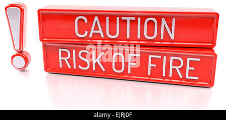 Caution, Risk of Fire - 3d banner, isolated on white background Stock Photo