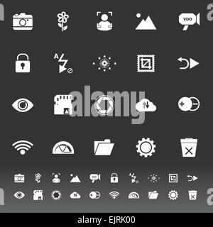 Photography sign icons on gray background, stock vector Stock Vector