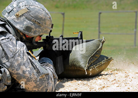 Sgt. Andrew French, 512th Geospatial Engineering Detachment from Fort Sam Houston, Texas, fires his M4 Carbine Rifle at the Zero Range during the 2013 U.S. Army South Best Warrior Competition at Camp Bullis, Texas May 13.  Master Sgt. Kevin Doheny, U.S. Army South Public Affairs Stock Photo