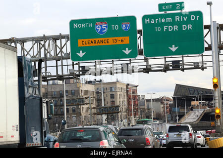 Highway signs on George Washington Bridge, New York, NY, USA Stock Photo