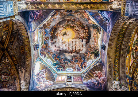 Parma, the Basilica Cathedral inside, view of the dome with the fresco of the Assumption of the Virgin executed by Correggio Stock Photo