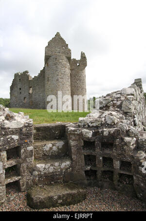 Plantation tower castle Northern Ireland, castle ruins Fermanagh, Monea Castle at Monea, near Enniskillen in County Fermanagh Northern Ireland
