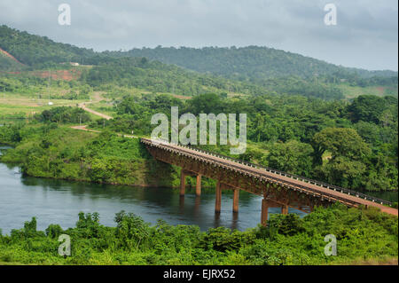 Bridge over the Suriname River at Afobaka, Suriname Stock Photo