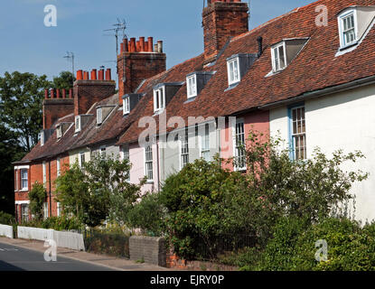 Colourful Period Residential Cottages between Manningtree and Mistley, Essex, England Stock Photo