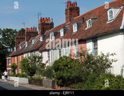 Colourful Period Residential Cottages between Manningtree and Mistley, Essex, England Stock Photo