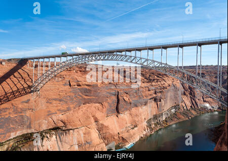 Glen Canyon Dam Bridge over Colorado near Page, Arizona Stock Photo