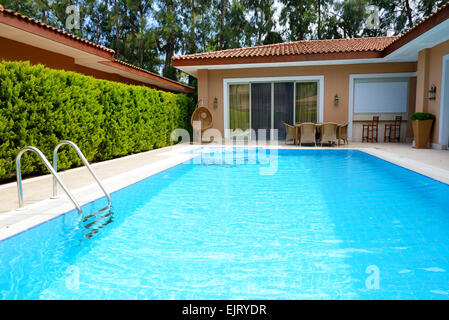 The swimming pool at luxury villa, Antalya, Turkey Stock Photo