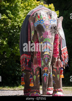 Life Size Model of an Dressed Indian Elephant Stock Photo