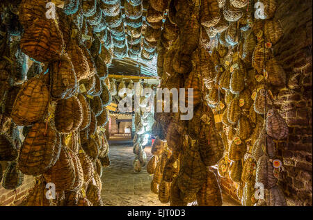 Polesine Parmense, the cellars for the aging of salted pork in the Antica Corte Pallavicina Relais Stock Photo