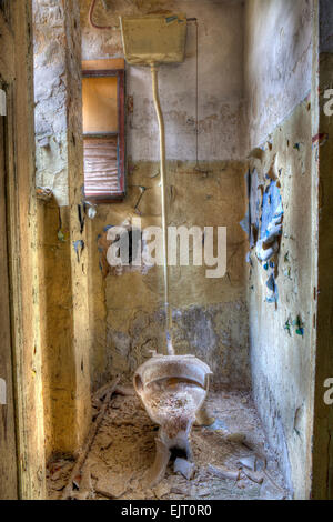 Broken Toilet in Abandoned Building, near Berlin, Germany Stock Photo