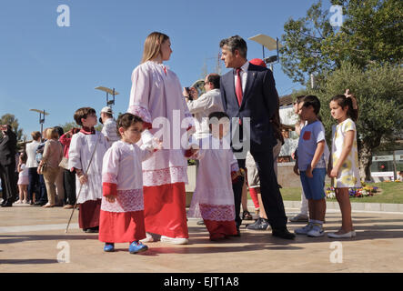 Children's Religious Procession, during Holy week, semana santa in Fuengirola, Malaga province, Spain. Stock Photo