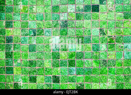 A background from green quadratic mosaic tiles Stock Photo