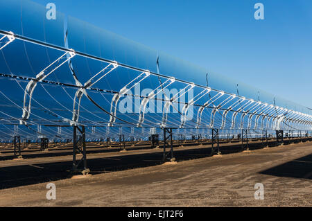 Parabolic trough solar energy collection panels at the Andasol solar power station near La Calahorra, Granada Province, Spain. Stock Photo
