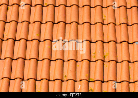 Background from red old roof tiles Stock Photo