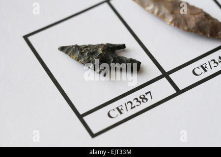 Neolithic flint arrowhead Stock Photo