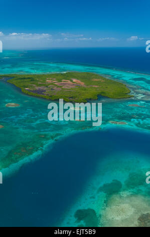 Aerial view of Ilet a Fajou, Grand Cul de Sac Marin, Basse-Terre ...