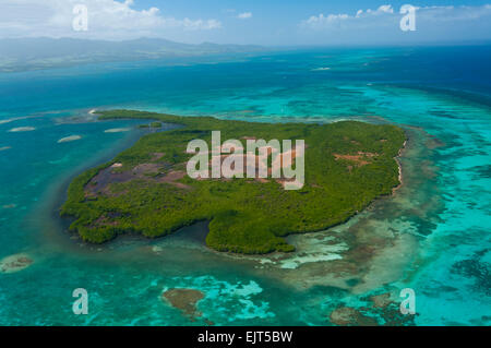 Aerial view of Ilet a Fajou, Grand Cul de Sac Marin, Basse-Terre ...